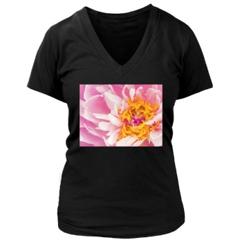 Flowers Women's Deep V-Neck TShirt