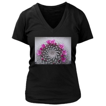 Flowers Women's Deep V-Neck TShirt