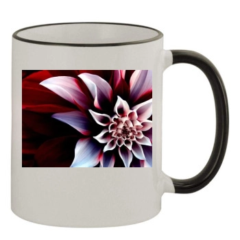 Flowers 11oz Colored Rim & Handle Mug