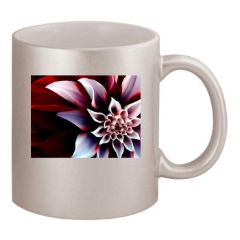 Flowers 11oz Metallic Silver Mug