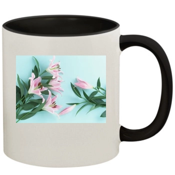 Flowers 11oz Colored Inner & Handle Mug