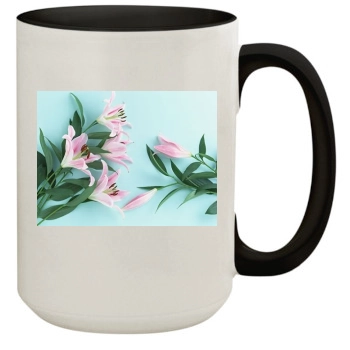 Flowers 15oz Colored Inner & Handle Mug