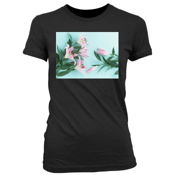 Flowers Women's Junior Cut Crewneck T-Shirt