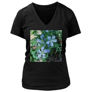 Flowers Women's Deep V-Neck TShirt