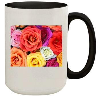 Flowers 15oz Colored Inner & Handle Mug