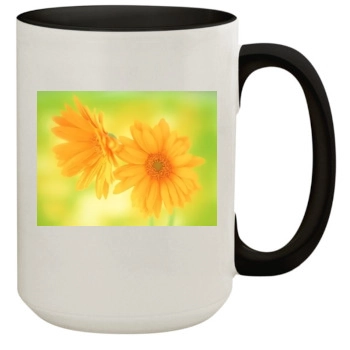 Flowers 15oz Colored Inner & Handle Mug