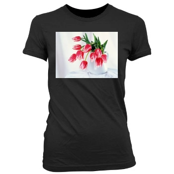 Flowers Women's Junior Cut Crewneck T-Shirt