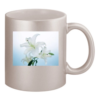 Flowers 11oz Metallic Silver Mug