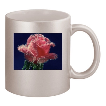 Flowers 11oz Metallic Silver Mug