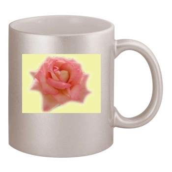 Flowers 11oz Metallic Silver Mug