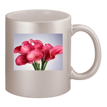 Flowers 11oz Metallic Silver Mug