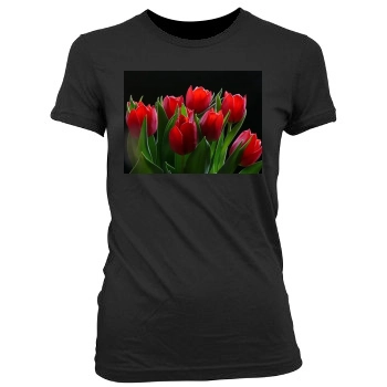 Flowers Women's Junior Cut Crewneck T-Shirt