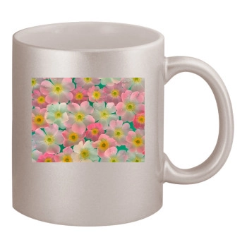 Flowers 11oz Metallic Silver Mug