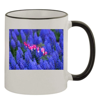 Flowers 11oz Colored Rim & Handle Mug