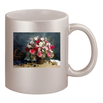 Flowers 11oz Metallic Silver Mug