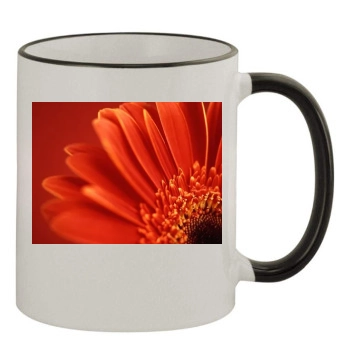 Flowers 11oz Colored Rim & Handle Mug