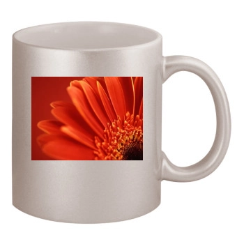 Flowers 11oz Metallic Silver Mug