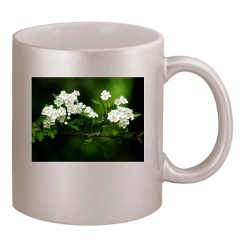 Flowers 11oz Metallic Silver Mug