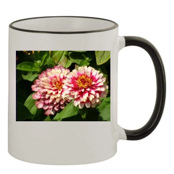 Flowers 11oz Colored Rim & Handle Mug