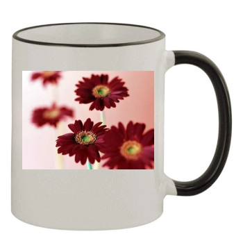 Flowers 11oz Colored Rim & Handle Mug