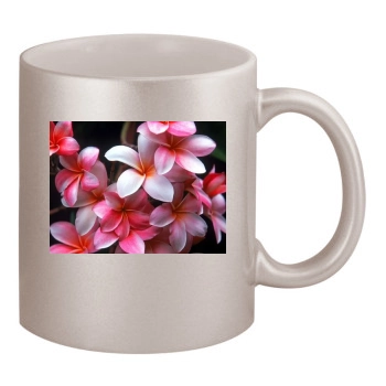 Flowers 11oz Metallic Silver Mug