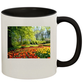 Flowers 11oz Colored Inner & Handle Mug