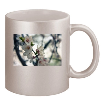 Flowers 11oz Metallic Silver Mug