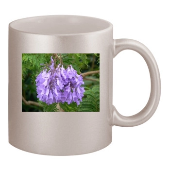 Flowers 11oz Metallic Silver Mug