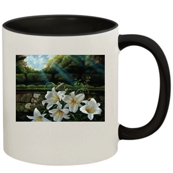 Flowers 11oz Colored Inner & Handle Mug