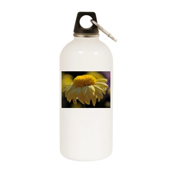 Flowers White Water Bottle With Carabiner