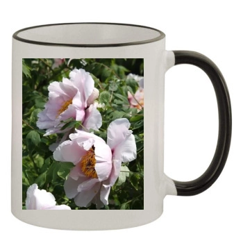 Flowers 11oz Colored Rim & Handle Mug