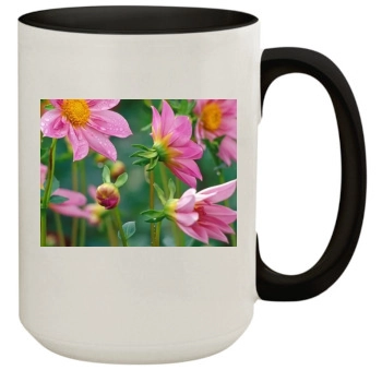 Flowers 15oz Colored Inner & Handle Mug