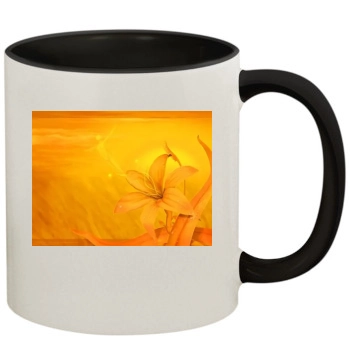 Flowers 11oz Colored Inner & Handle Mug