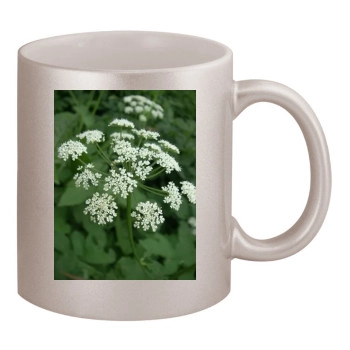 Flowers 11oz Metallic Silver Mug