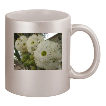 Flowers 11oz Metallic Silver Mug