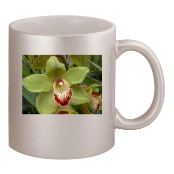 Flowers 11oz Metallic Silver Mug