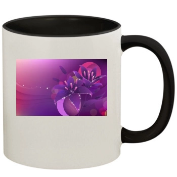 Flowers 11oz Colored Inner & Handle Mug