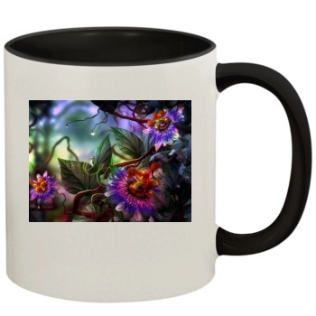 Flowers 11oz Colored Inner & Handle Mug