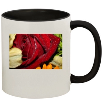 Flowers 11oz Colored Inner & Handle Mug