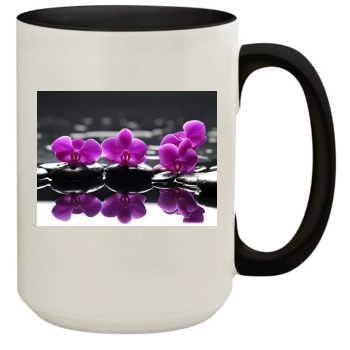 Flowers 15oz Colored Inner & Handle Mug