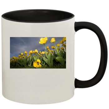 Flowers 11oz Colored Inner & Handle Mug