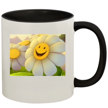 Flowers 11oz Colored Inner & Handle Mug