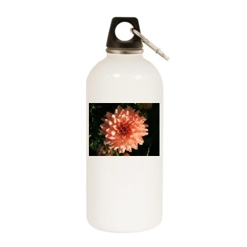 Flowers White Water Bottle With Carabiner