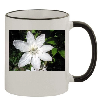 Flowers 11oz Colored Rim & Handle Mug