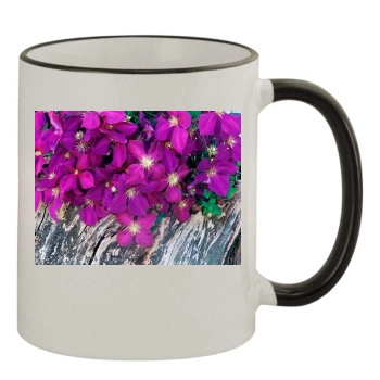 Flowers 11oz Colored Rim & Handle Mug