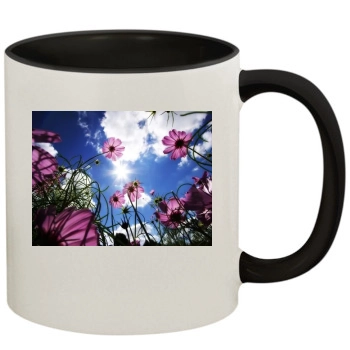 Flowers 11oz Colored Inner & Handle Mug