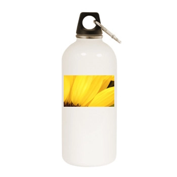 Flowers White Water Bottle With Carabiner