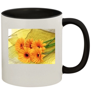 Flowers 11oz Colored Inner & Handle Mug