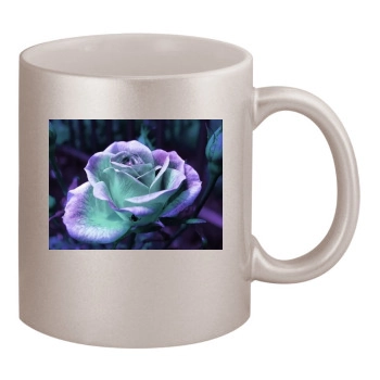 Flowers 11oz Metallic Silver Mug