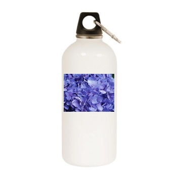 Flowers White Water Bottle With Carabiner